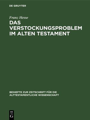 cover image of Das Verstockungsproblem im Alten Testament
